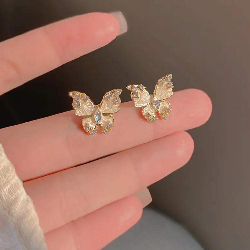 Butterfly Rhinestone Earrings - Picture 1 of 7